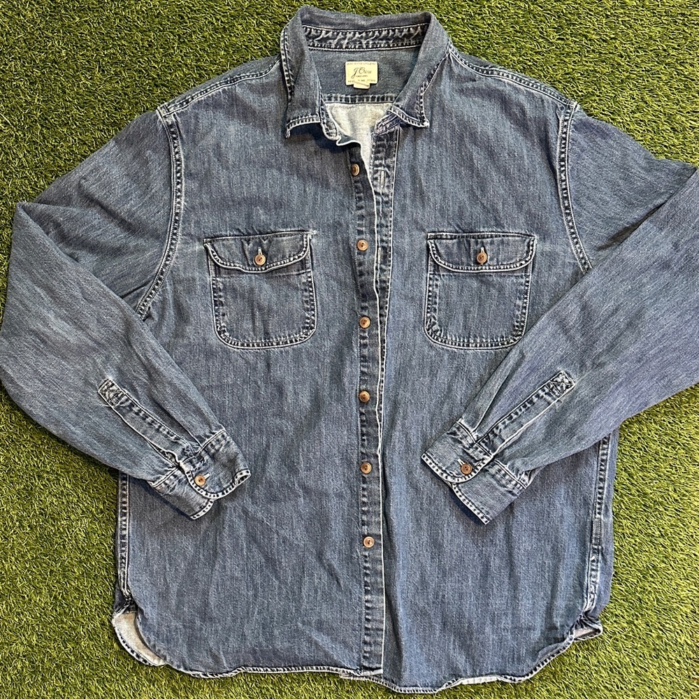 Vintage J Crew Denim Button-Up Shirt Size XL men’s